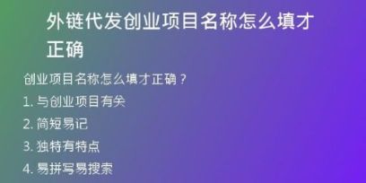 外鏈代發(fā)創(chuàng)業(yè)項(xiàng)目名稱怎么填才正確
