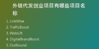 外鏈代發(fā)創(chuàng)業(yè)項(xiàng)目有哪些項(xiàng)目名稱(chēng)