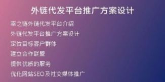 外鏈代發(fā)平臺(tái)推廣方案設(shè)計(jì)