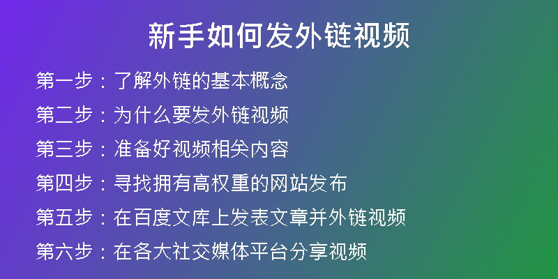 新手如何發(fā)外鏈視頻