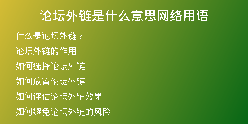 論壇外鏈?zhǔn)鞘裁匆馑季W(wǎng)絡(luò)用語(yǔ)