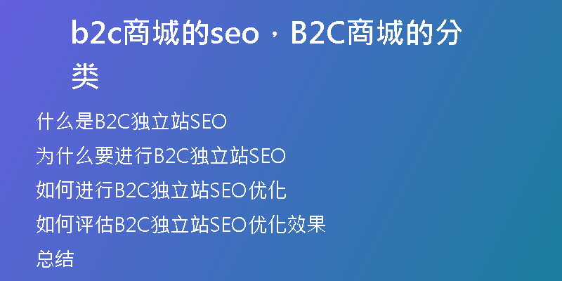 b2c商城的seo，B2C商城的分類
