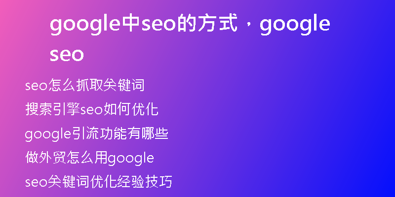 google中seo的方式，google seo