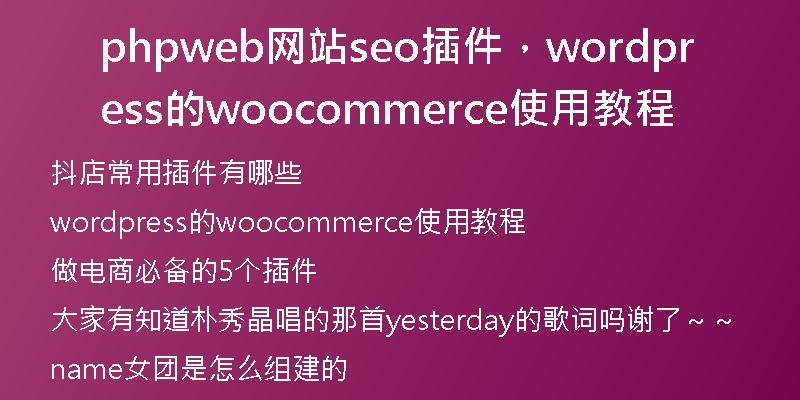 phpweb網(wǎng)站seo插件，wordpress的woocommerce使用教程