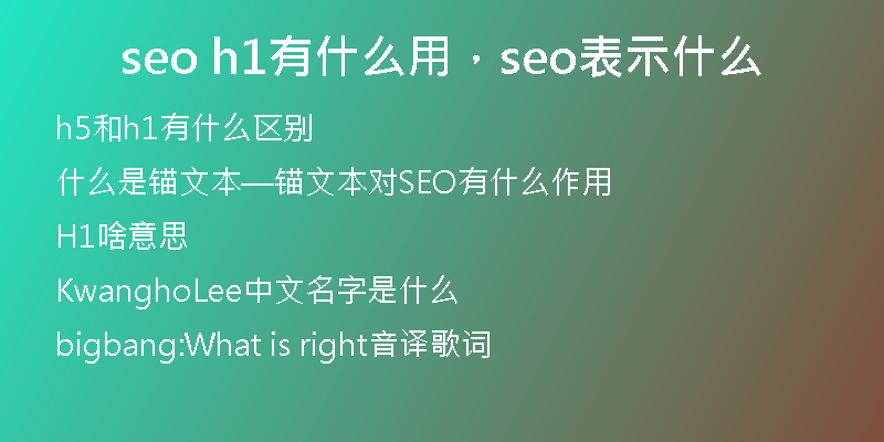 seo h1有什么用，seo表示什么