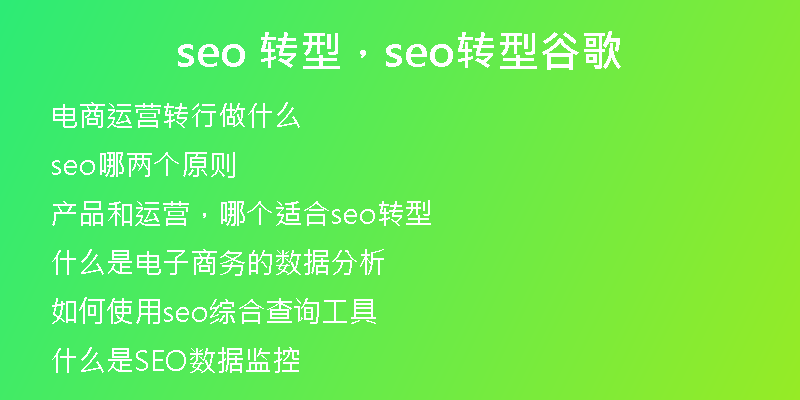 seo 轉(zhuǎn)型，seo轉(zhuǎn)型谷歌