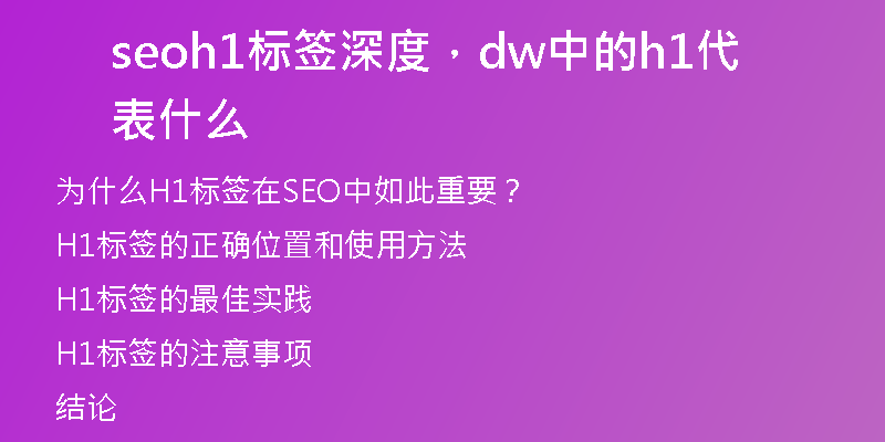 seoh1標(biāo)簽深度,dw中的h1代表什么