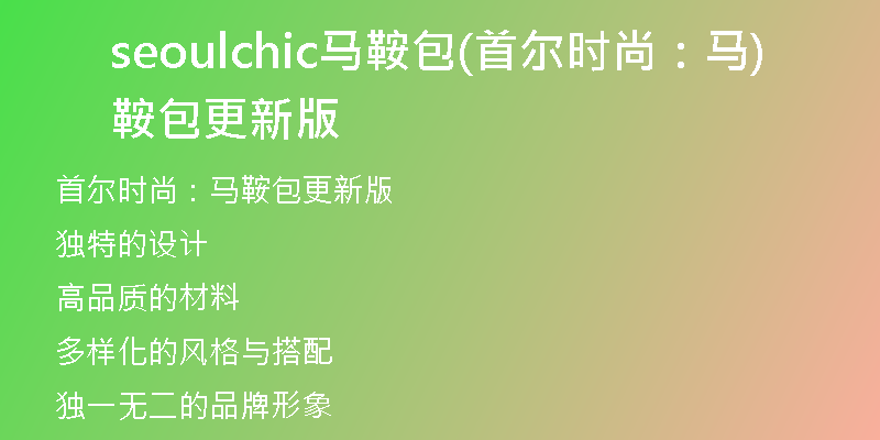 seoulchic馬鞍包(首爾時(shí)尚：馬鞍包更新版)