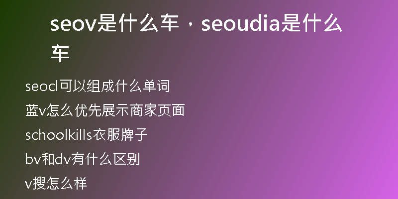 seov是什么車，seoudia是什么車