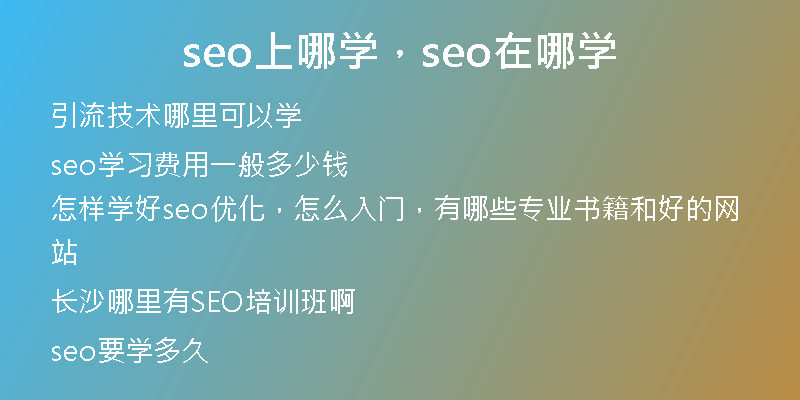 seo上哪學(xué)，seo在哪學(xué)