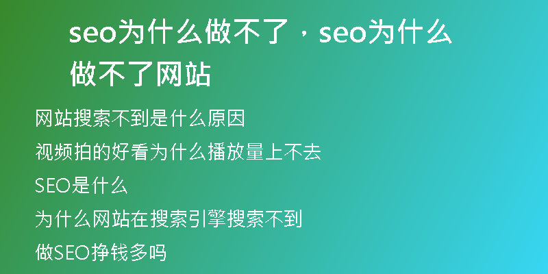 seo為什么做不了，seo為什么做不了網(wǎng)站