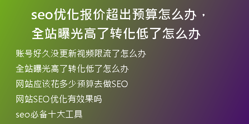 seo優(yōu)化報(bào)價(jià)超出預(yù)算怎么辦，全站曝光高了轉(zhuǎn)化低了怎么辦