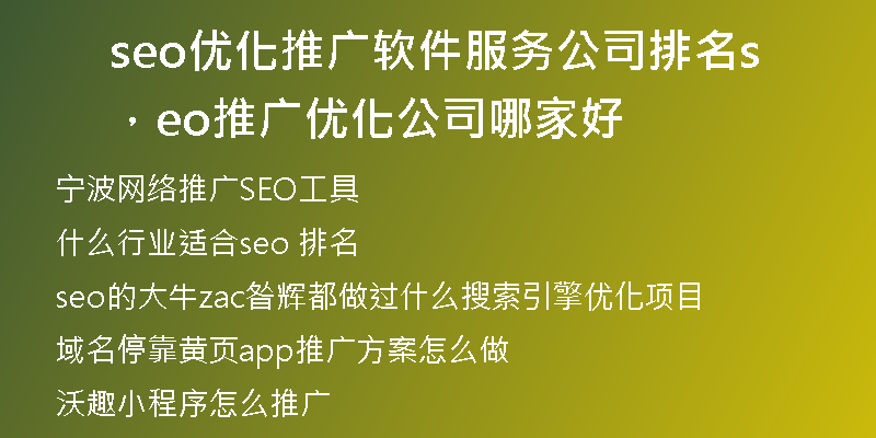 seo優(yōu)化推廣軟件服務(wù)公司排名，seo推廣優(yōu)化公司哪家好