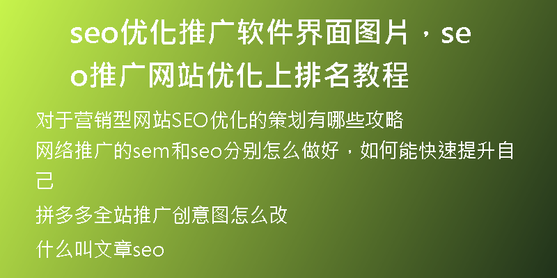 seo優(yōu)化推廣軟件界面圖片，seo推廣網(wǎng)站優(yōu)化上排名教程