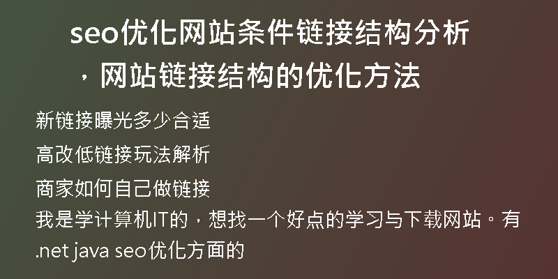 seo優(yōu)化網(wǎng)站條件鏈接結(jié)構(gòu)分析，網(wǎng)站鏈接結(jié)構(gòu)的優(yōu)化方法