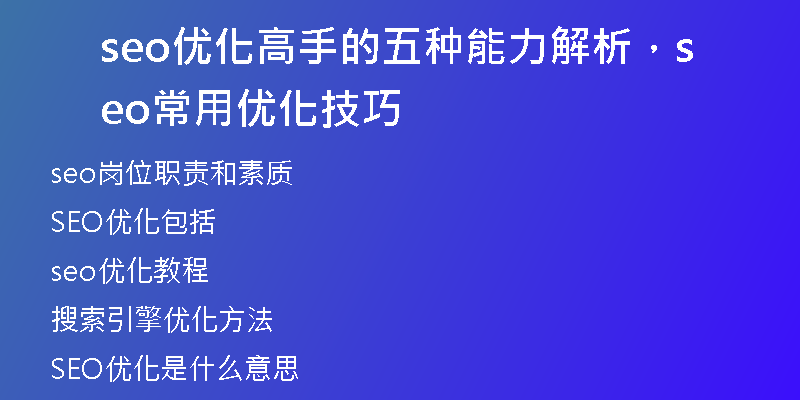 seo優(yōu)化高手的五種能力解析，seo常用優(yōu)化技巧