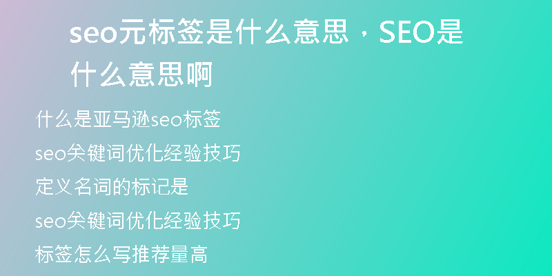 seo元標(biāo)簽是什么意思，SEO是什么意思啊