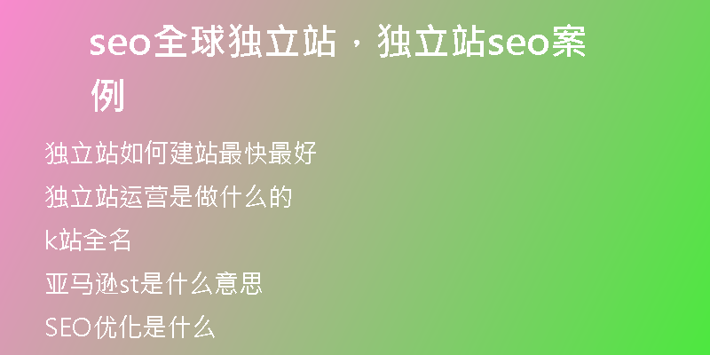 seo全球獨(dú)立站，獨(dú)立站seo案例