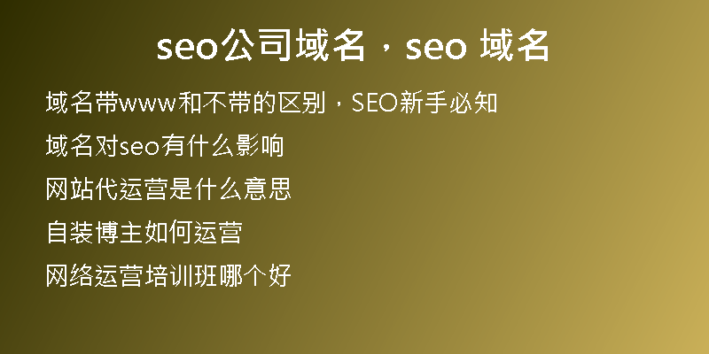 seo公司域名，seo 域名