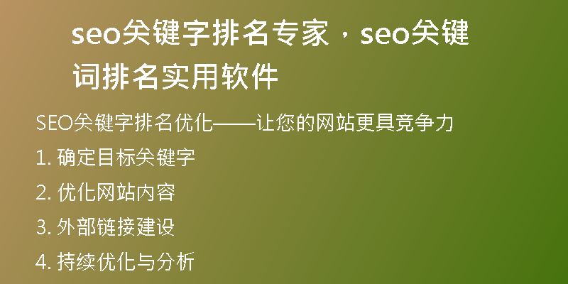 seo關(guān)鍵字排名專家，seo關(guān)鍵詞排名實(shí)用軟件