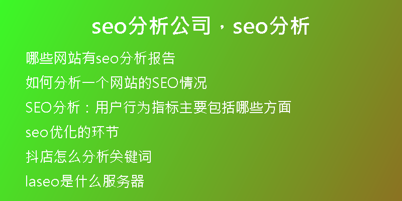 seo分析公司，seo分析