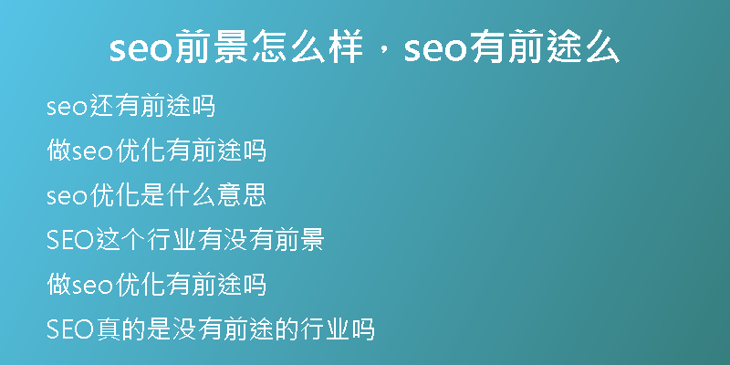 seo前景怎么樣，seo有前途么