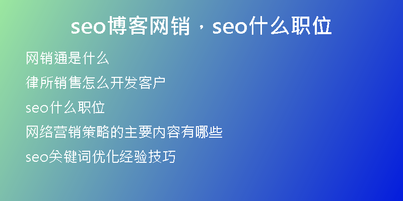 seo博客網(wǎng)銷，seo什么職位