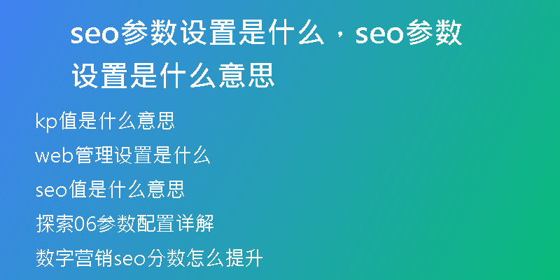 seo參數(shù)設(shè)置是什么，seo參數(shù)設(shè)置是什么意思