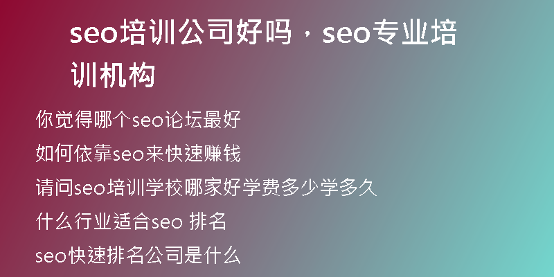 seo培訓公司好嗎，seo專業(yè)培訓機構