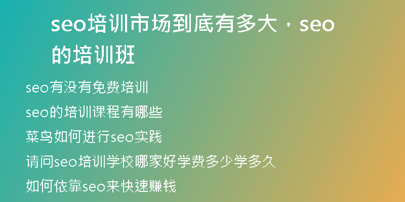 seo培訓(xùn)市場到底有多大，seo的培訓(xùn)班