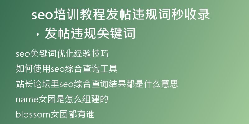 seo培訓(xùn)教程發(fā)帖違規(guī)詞秒收錄，發(fā)帖違規(guī)關(guān)鍵詞