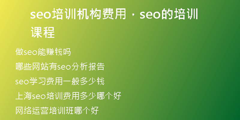 seo培訓(xùn)機(jī)構(gòu)費用，seo的培訓(xùn)課程