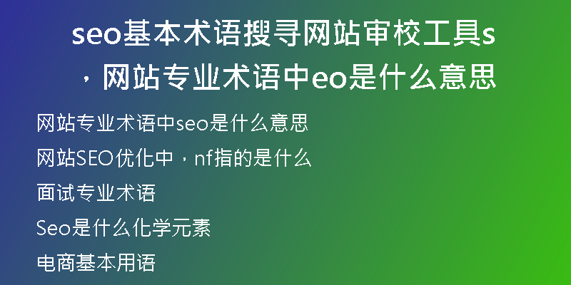 seo基本術(shù)語(yǔ)搜尋網(wǎng)站審校工具，網(wǎng)站專業(yè)術(shù)語(yǔ)中seo是什么意思