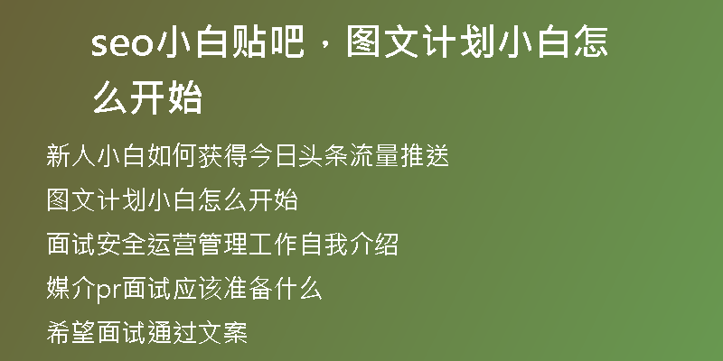 seo小白貼吧，圖文計(jì)劃小白怎么開(kāi)始