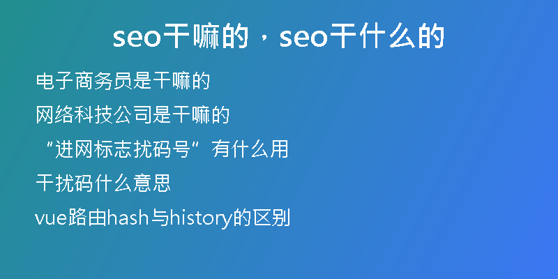seo干嘛的，seo干什么的