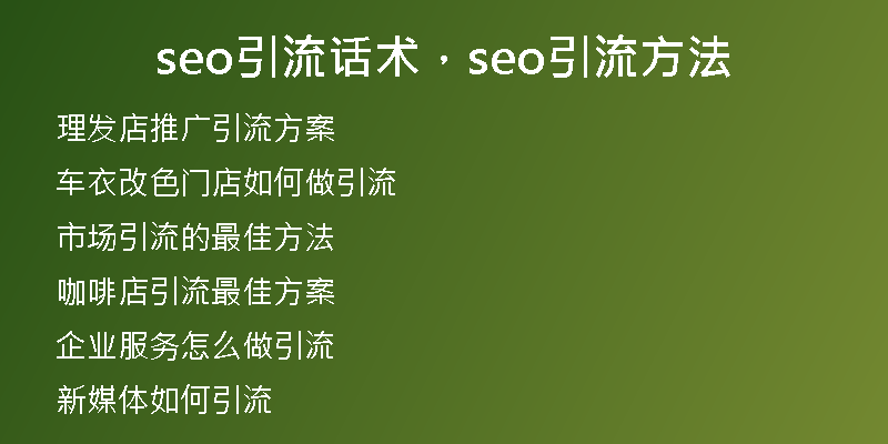 seo引流話術(shù)，seo引流方法