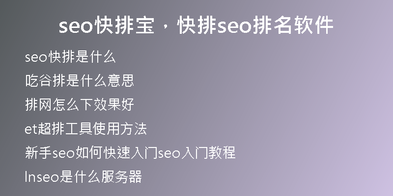 seo快排寶，快排seo排名軟件