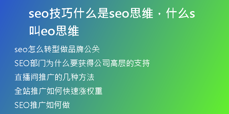 seo技巧什么是seo思維，什么叫seo思維