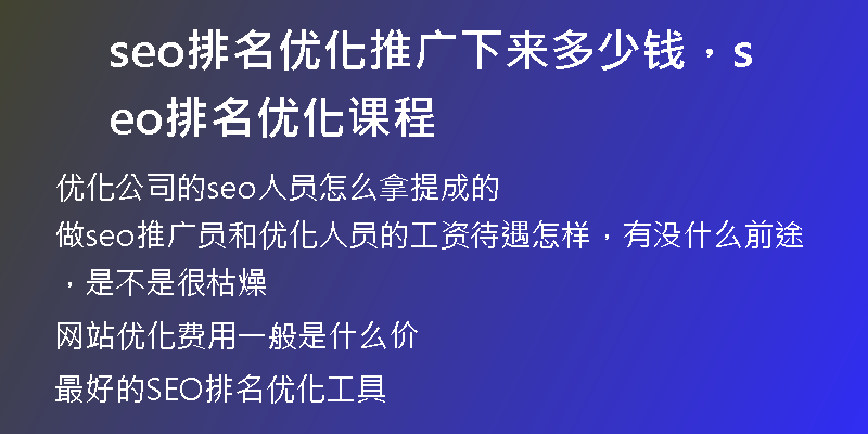 seo排名優(yōu)化推廣下來(lái)多少錢，seo排名優(yōu)化課程