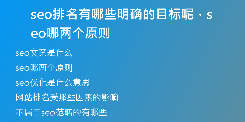 seo排名有哪些明確的目標(biāo)呢，seo哪兩個原則