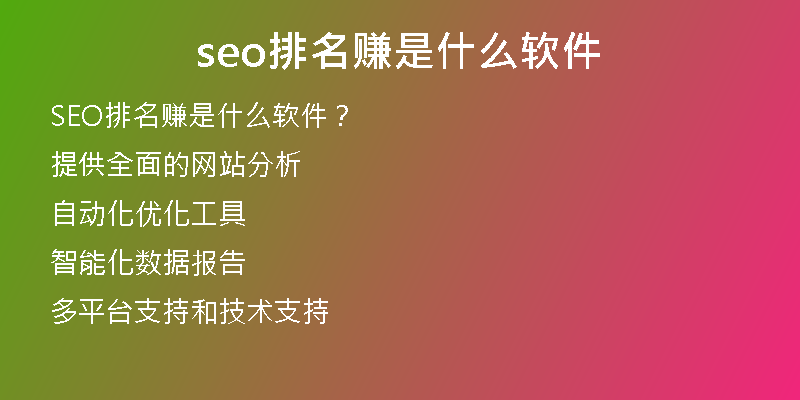 seo排名賺是什么軟件