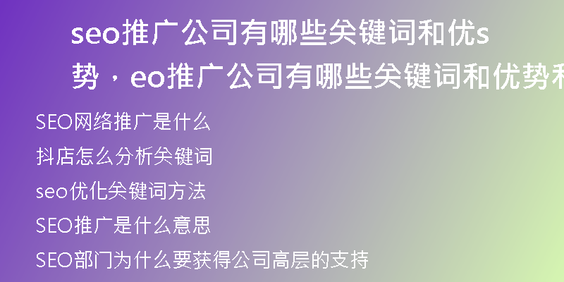 seo推廣公司有哪些關鍵詞和優(yōu)勢，seo推廣公司有哪些關鍵詞和優(yōu)勢和劣勢