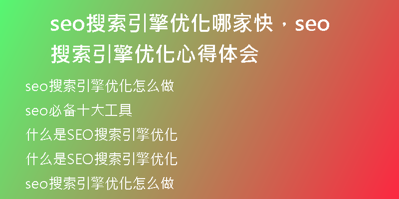 seo搜索引擎優(yōu)化哪家快，seo搜索引擎優(yōu)化心得體會(huì)