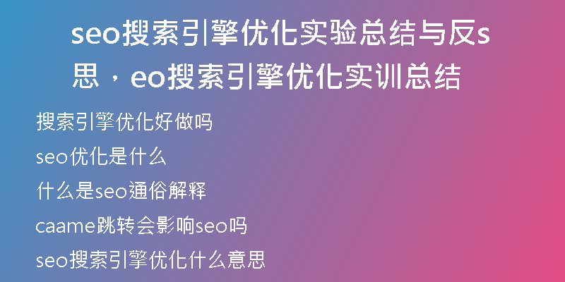seo搜索引擎優(yōu)化實(shí)驗(yàn)總結(jié)與反思，seo搜索引擎優(yōu)化實(shí)訓(xùn)總結(jié)