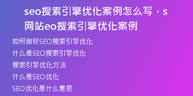 seo搜索引擎優(yōu)化案例怎么寫(xiě)，網(wǎng)站seo搜索引擎優(yōu)化案例