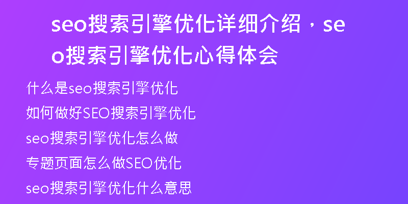 seo搜索引擎優(yōu)化詳細(xì)介紹，seo搜索引擎優(yōu)化心得體會(huì)
