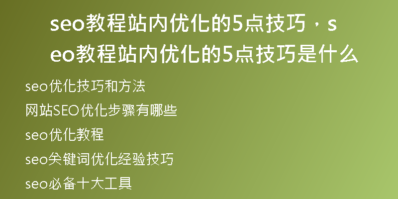 seo教程站內(nèi)優(yōu)化的5點(diǎn)技巧,seo教程站內(nèi)優(yōu)化的5點(diǎn)技巧是什么