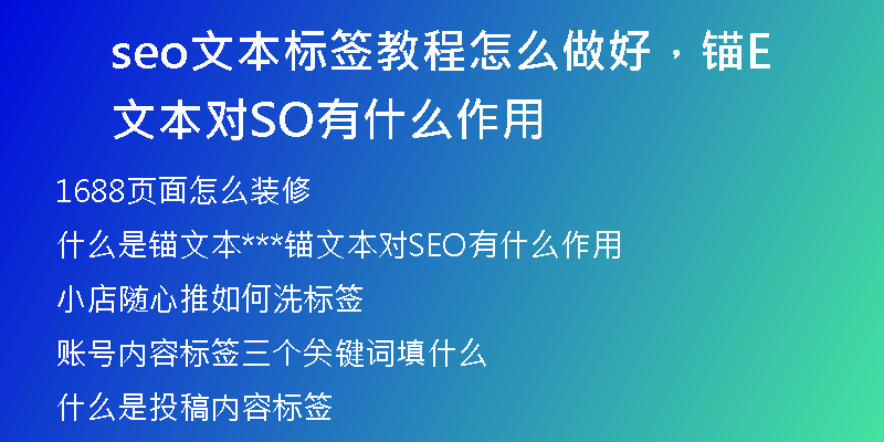seo文本標簽教程怎么做好，錨文本對SEO有什么作用