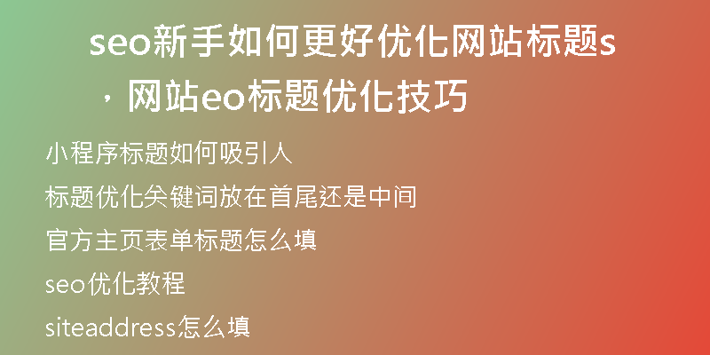seo新手如何更好優(yōu)化網(wǎng)站標(biāo)題，網(wǎng)站seo標(biāo)題優(yōu)化技巧