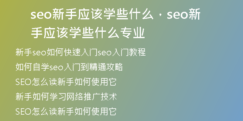 seo新手應(yīng)該學(xué)些什么，seo新手應(yīng)該學(xué)些什么專業(yè)